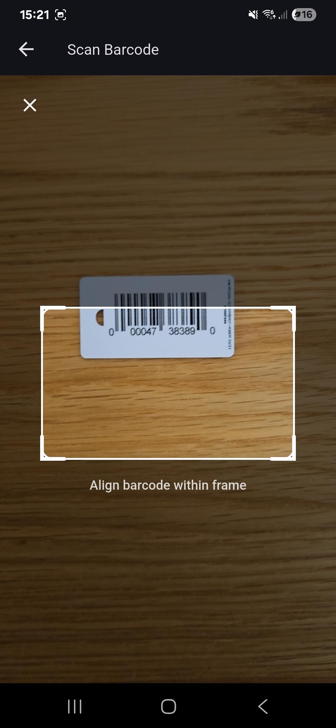 Store & loyalty cards screen